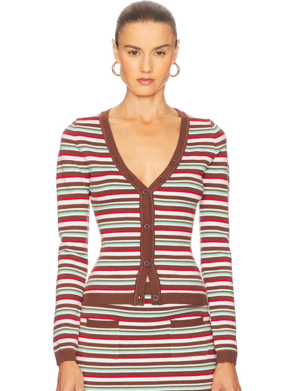 Noemi Long Sleeve Top in Khaki Strip